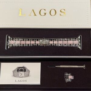LAGOS Smart Caviar Bracelet For Your Apple Watch SS & Pink Ceramic. New in Box.
